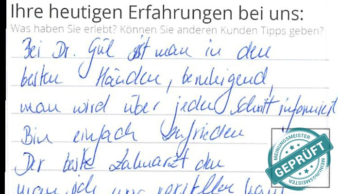 Digitalisierter Text des Meinungsmeister Bewertungsbogens