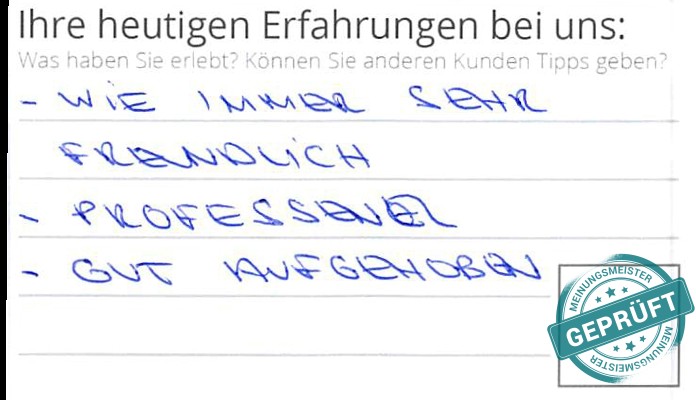 Digitalisierter Text des Meinungsmeister Bewertungsbogens