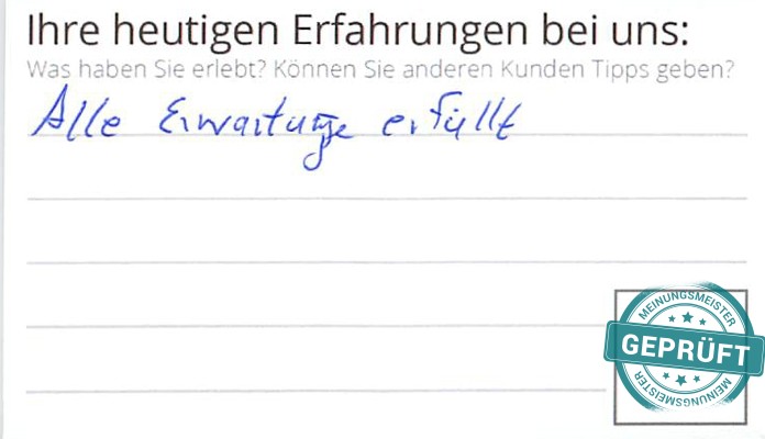 Digitalisierter Text des Meinungsmeister Bewertungsbogens