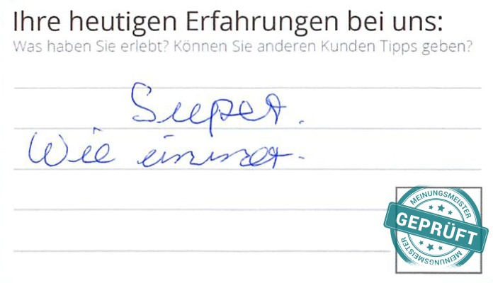 Digitalisierter Text des Meinungsmeister Bewertungsbogens