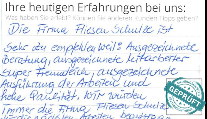 Digitalisierter Text des Meinungsmeister Bewertungsbogens