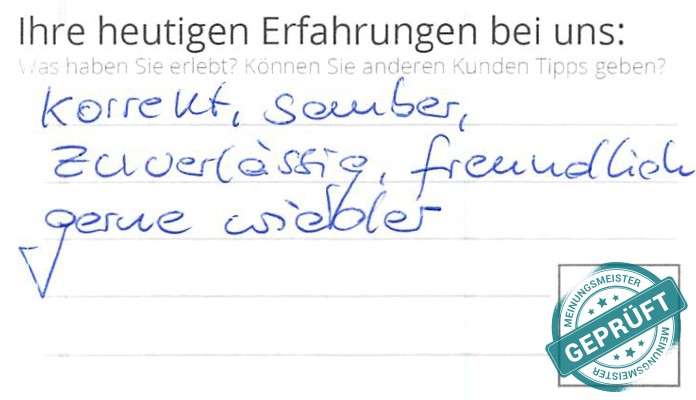 Digitalisierter Text des Meinungsmeister Bewertungsbogens