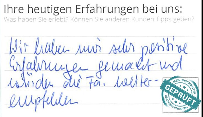 Digitalisierter Text des Meinungsmeister Bewertungsbogens