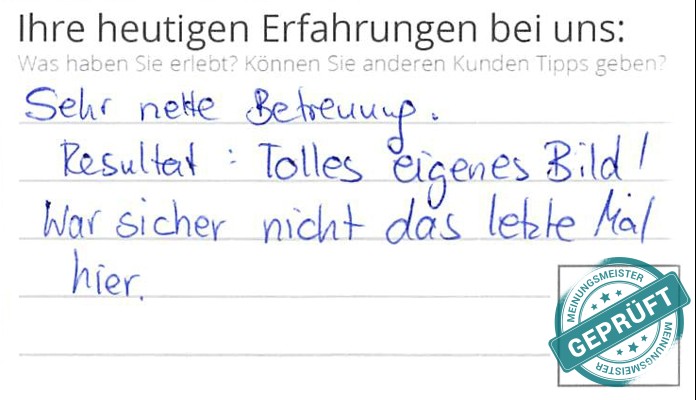 Digitalisierter Text des Meinungsmeister Bewertungsbogens