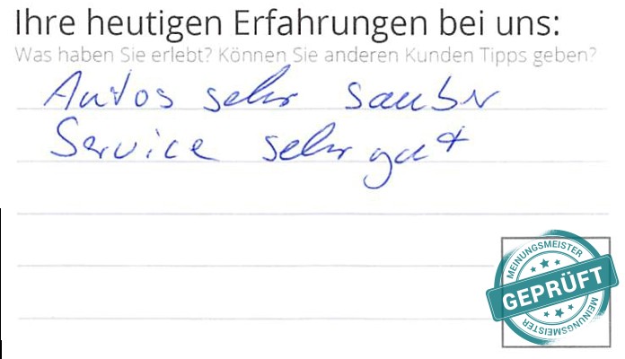 Digitalisierter Text des Meinungsmeister Bewertungsbogens