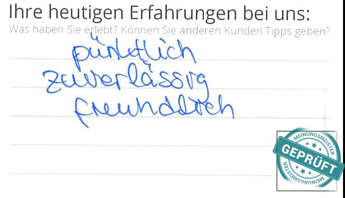 Digitalisierter Text des Meinungsmeister Bewertungsbogens