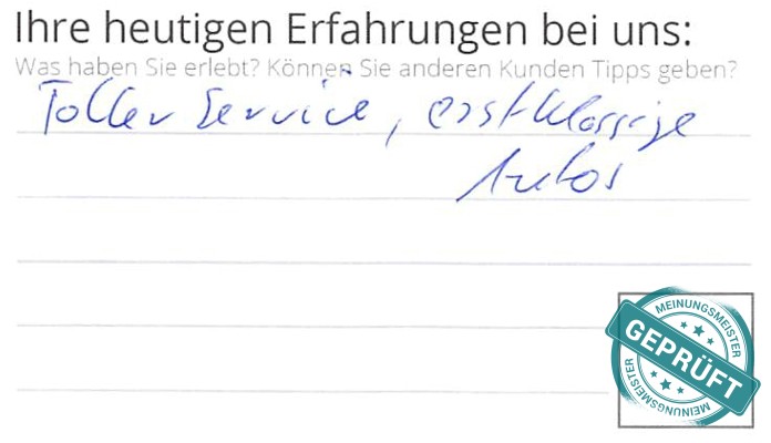 Digitalisierter Text des Meinungsmeister Bewertungsbogens