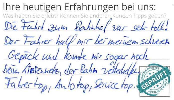 Digitalisierter Text des Meinungsmeister Bewertungsbogens