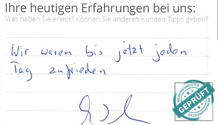 Digitalisierter Text des Meinungsmeister Bewertungsbogens