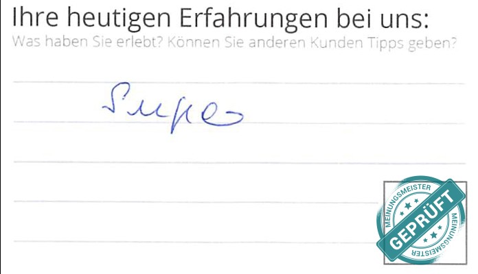 Digitalisierter Text des Meinungsmeister Bewertungsbogens