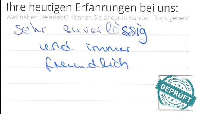 Digitalisierter Text des Meinungsmeister Bewertungsbogens