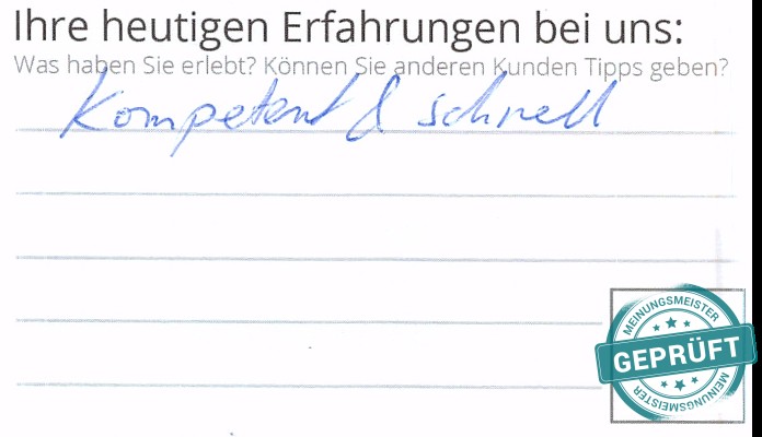 Digitalisierter Text des Meinungsmeister Bewertungsbogens