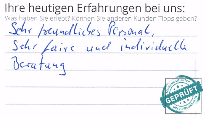 Digitalisierter Text des Meinungsmeister Bewertungsbogens