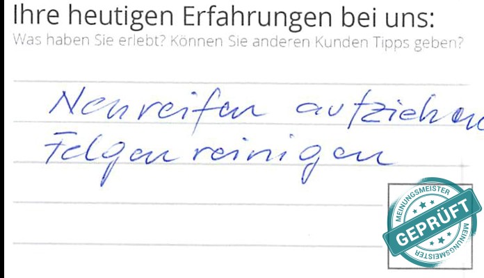 Digitalisierter Text des Meinungsmeister Bewertungsbogens