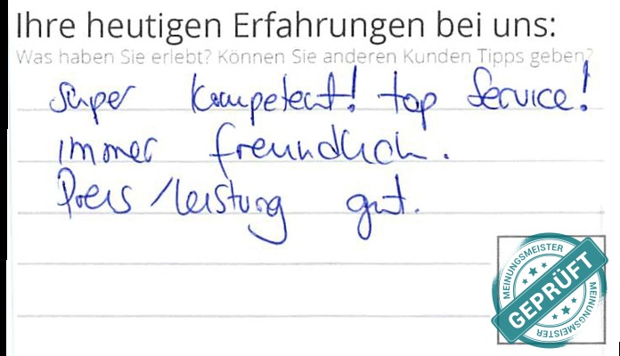 Digitalisierter Text des Meinungsmeister Bewertungsbogens