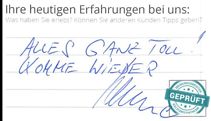 Digitalisierter Text des Meinungsmeister Bewertungsbogens