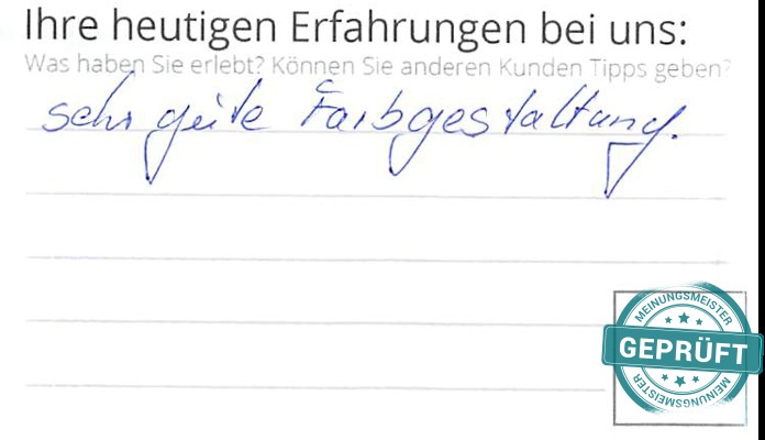 Digitalisierter Text des Meinungsmeister Bewertungsbogens