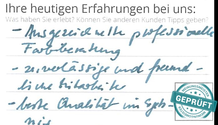 Digitalisierter Text des Meinungsmeister Bewertungsbogens