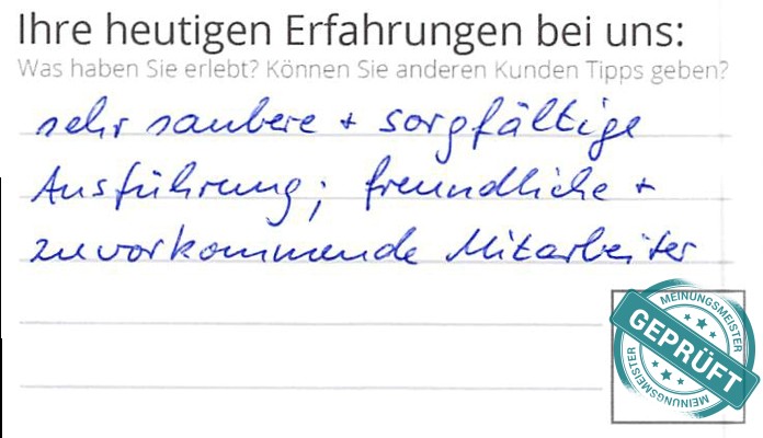 Digitalisierter Text des Meinungsmeister Bewertungsbogens