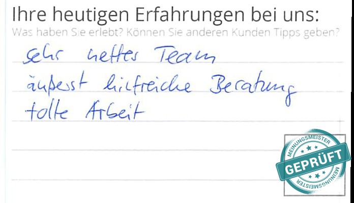 Digitalisierter Text des Meinungsmeister Bewertungsbogens