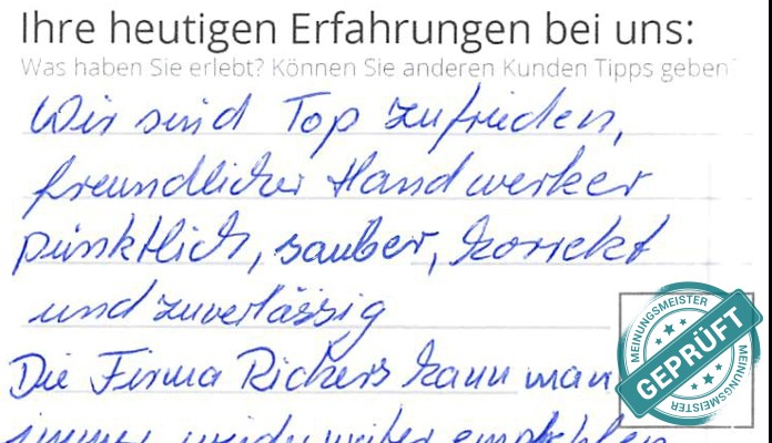 Digitalisierter Text des Meinungsmeister Bewertungsbogens