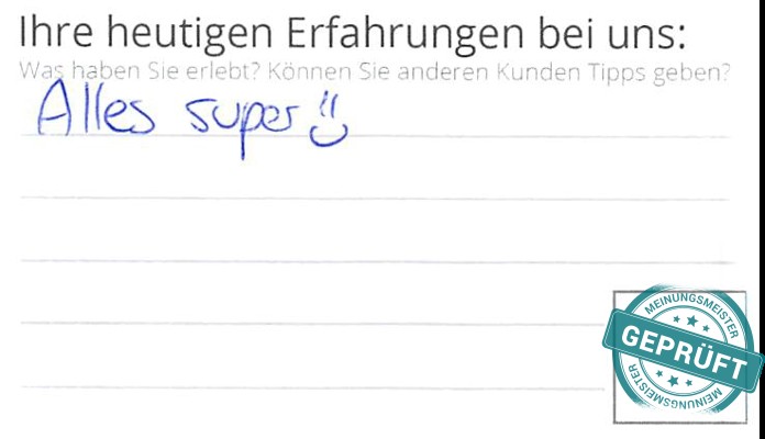 Digitalisierter Text des Meinungsmeister Bewertungsbogens