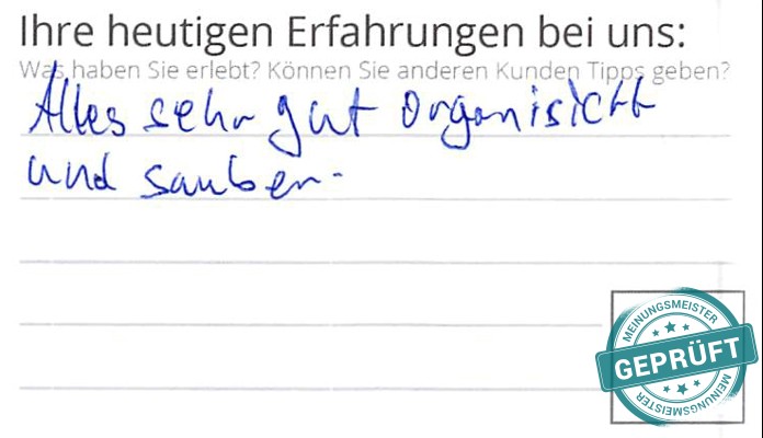 Digitalisierter Text des Meinungsmeister Bewertungsbogens