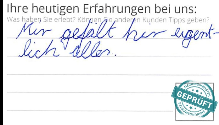 Digitalisierter Text des Meinungsmeister Bewertungsbogens