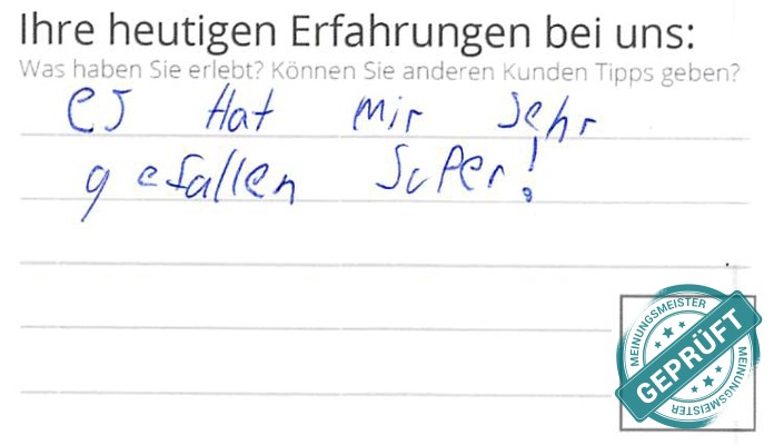 Digitalisierter Text des Meinungsmeister Bewertungsbogens