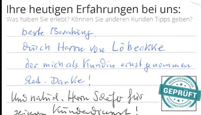 Digitalisierter Text des Meinungsmeister Bewertungsbogens