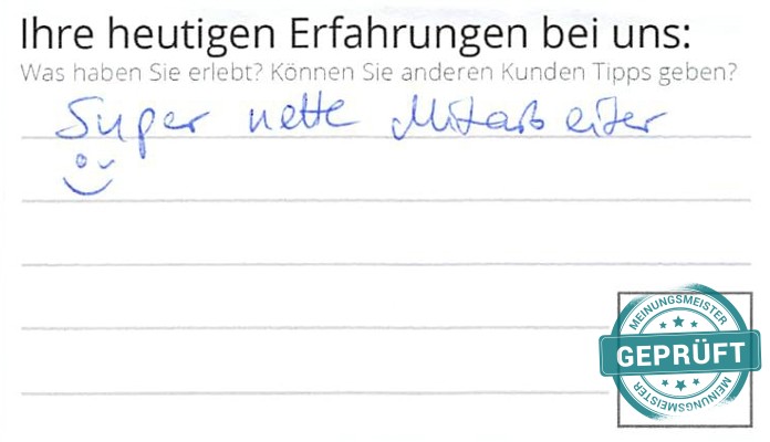 Digitalisierter Text des Meinungsmeister Bewertungsbogens