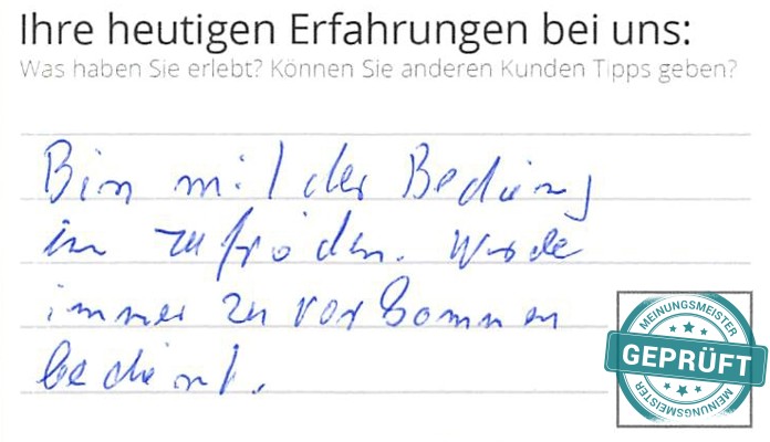 Digitalisierter Text des Meinungsmeister Bewertungsbogens