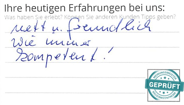 Digitalisierter Text des Meinungsmeister Bewertungsbogens