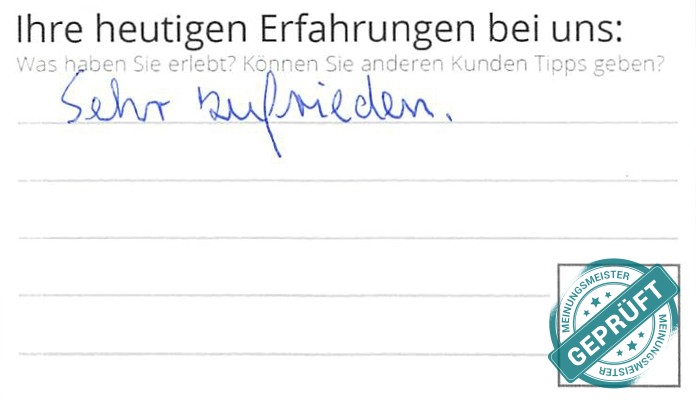 Digitalisierter Text des Meinungsmeister Bewertungsbogens