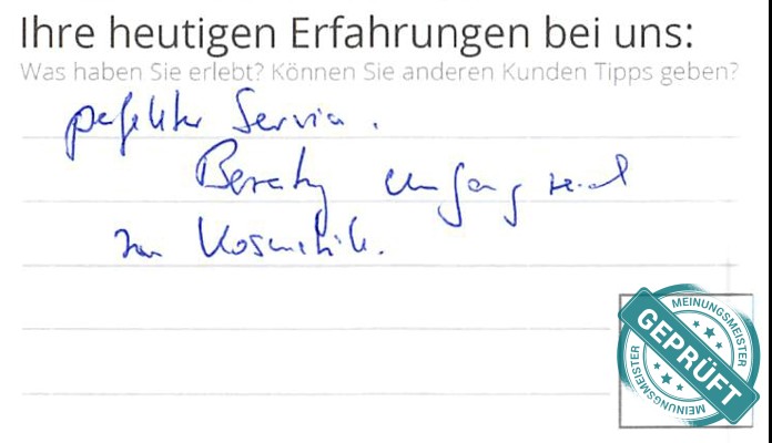 Digitalisierter Text des Meinungsmeister Bewertungsbogens