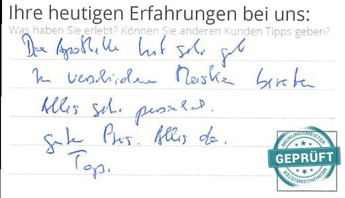 Digitalisierter Text des Meinungsmeister Bewertungsbogens