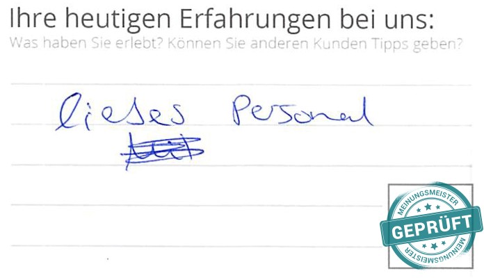 Digitalisierter Text des Meinungsmeister Bewertungsbogens