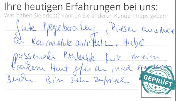 Digitalisierter Text des Meinungsmeister Bewertungsbogens