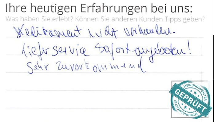 Digitalisierter Text des Meinungsmeister Bewertungsbogens