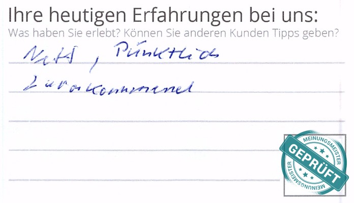 Digitalisierter Text des Meinungsmeister Bewertungsbogens