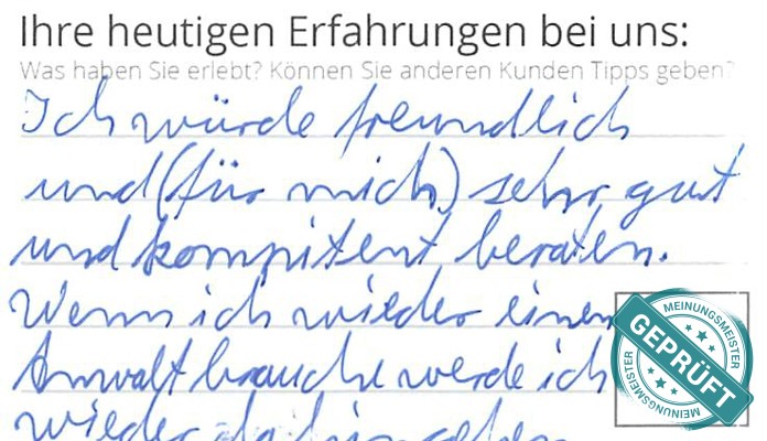 Digitalisierter Text des Meinungsmeister Bewertungsbogens