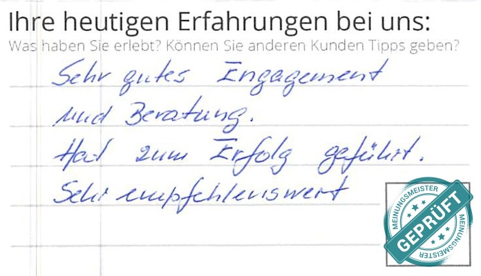 Digitalisierter Text des Meinungsmeister Bewertungsbogens