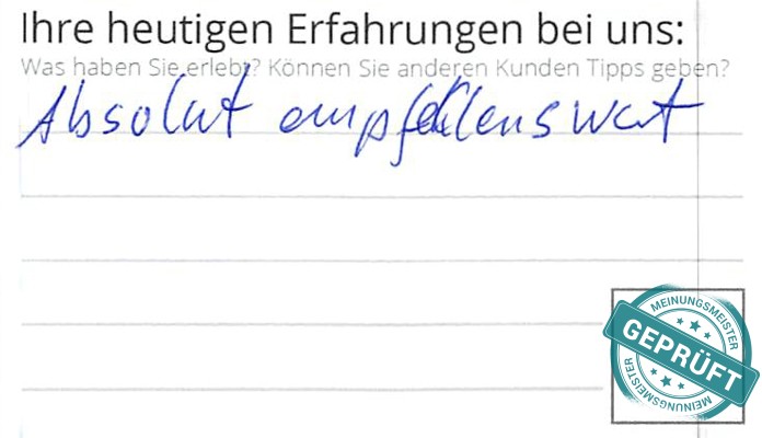 Digitalisierter Text des Meinungsmeister Bewertungsbogens