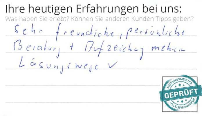 Digitalisierter Text des Meinungsmeister Bewertungsbogens