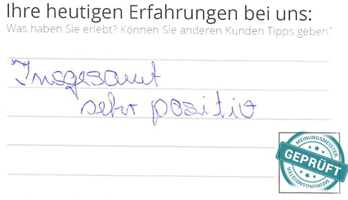 Digitalisierter Text des Meinungsmeister Bewertungsbogens