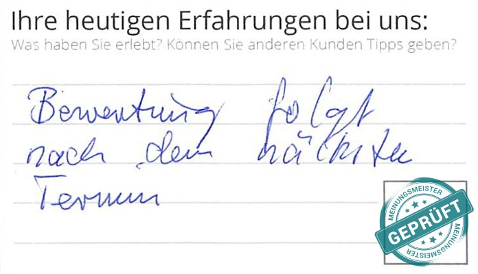 Digitalisierter Text des Meinungsmeister Bewertungsbogens