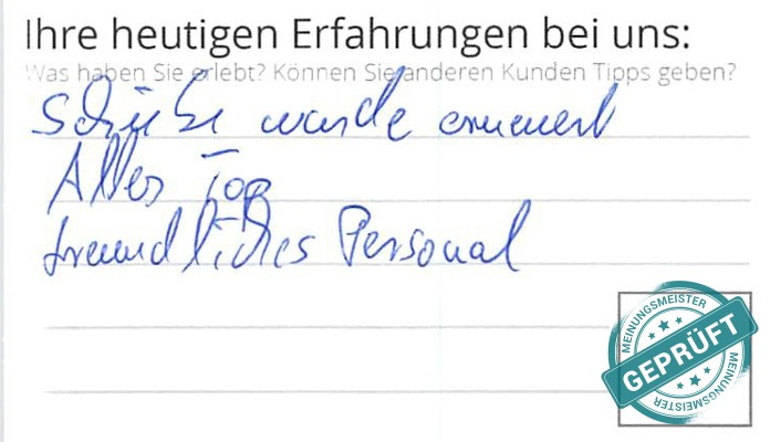 Digitalisierter Text des Meinungsmeister Bewertungsbogens