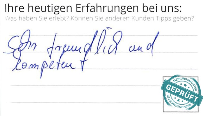 Digitalisierter Text des Meinungsmeister Bewertungsbogens