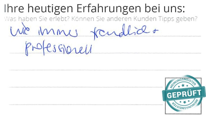 Digitalisierter Text des Meinungsmeister Bewertungsbogens