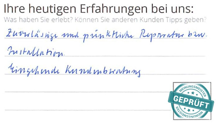 Digitalisierter Text des Meinungsmeister Bewertungsbogens